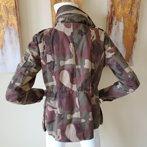 BCBGeneration Camouflage Faux Fur Lined Studded Hidden Hoodie Jacket SZ M - Picture 4 of 13